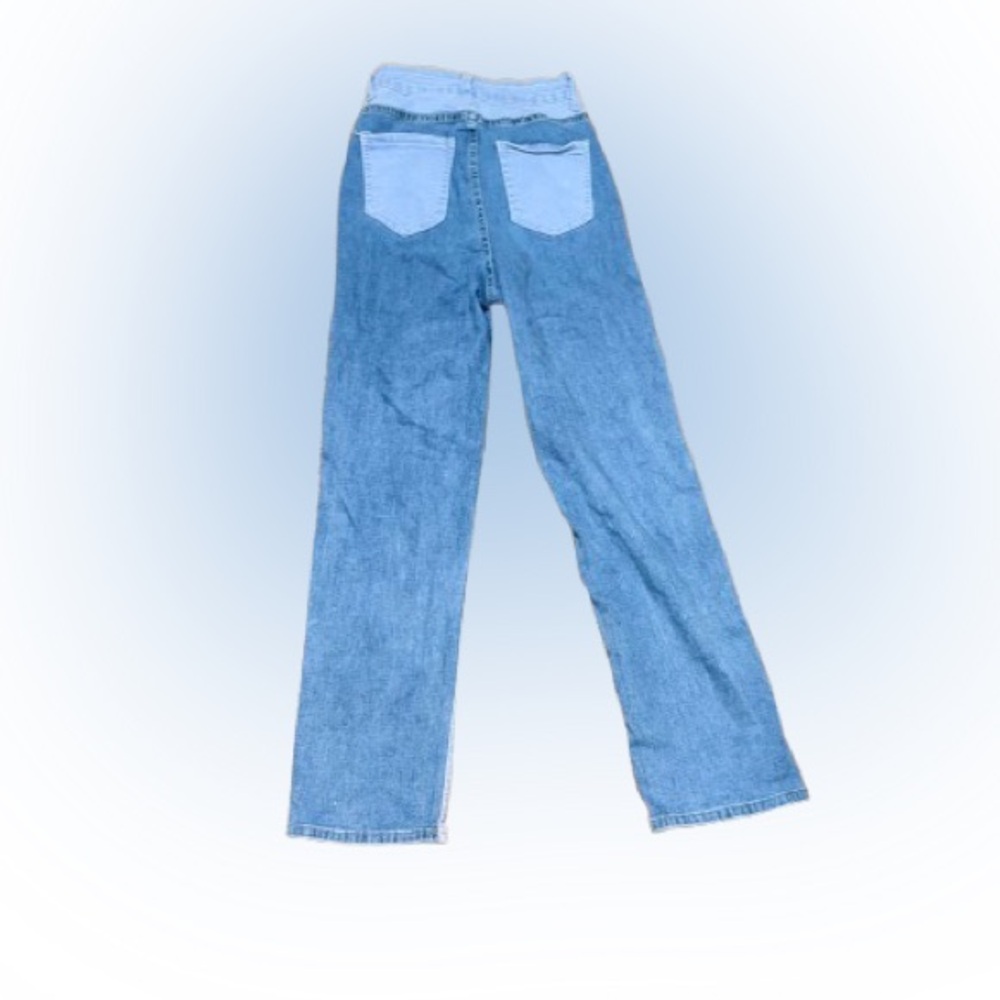 Two-Tone Denim Patchwork Jeans - image 2